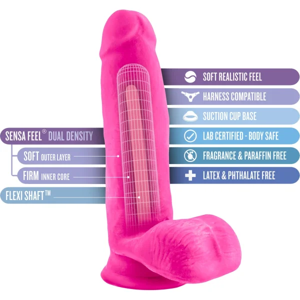 Au Naturel Bold Pleaser 7 Inch Sensa Feel Dual Density Dildo By Blush - Pink