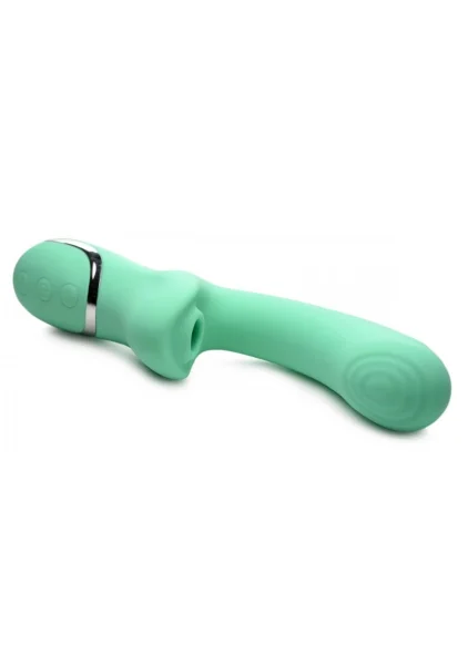 Shegasm 10X Minty Silicone Pressure Wave Clitoral Stimulator With G-Spot Vibrator - Teal