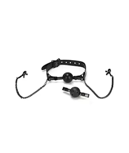 Diamond Collection Ball Gag And Nipple Clips - Black - O/s — image 3 of 4