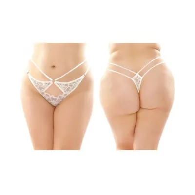 Jasmine Strappy Lace Thong With Front Keyhole Cutout 6 pack Q s White
