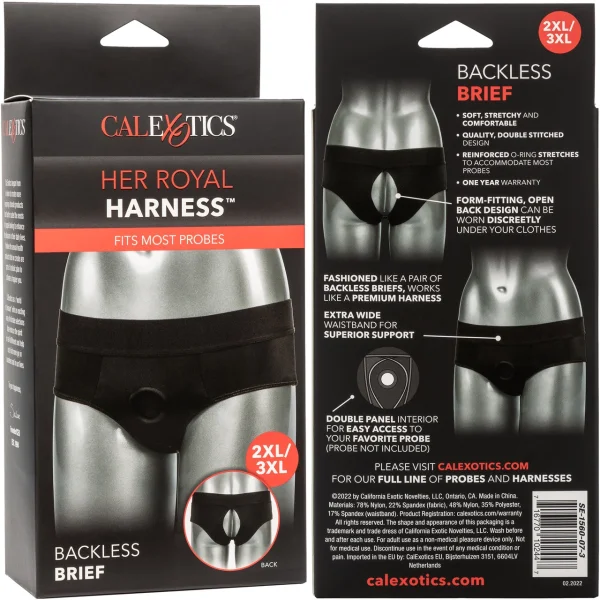 Her Royal Harness Backless Brief  Strap-On Harness by CalExotics - 2 X-Large / 3X-Large