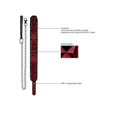 Luxury Collar with Leash Burgundy Bondage sex toys