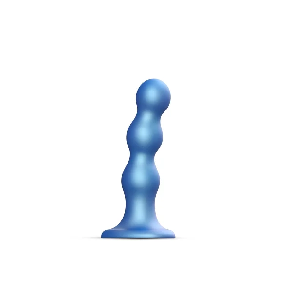 Strap-on-Me Hybrid Collection Ballsy Silicone Suction Cup Dildo - S Metallic Blue