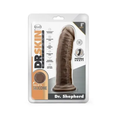 Dr Skin Silicone Dr Shepherd Dildo With Suction Cup 8 In Chocolate