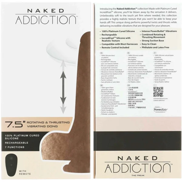 Naked Addiction Freak Rotating, Thrusting, & Vibrating Dildo by BMS Factory