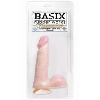 Basix Rubber Works 6 Inch Dong With Suction Cup Flesh