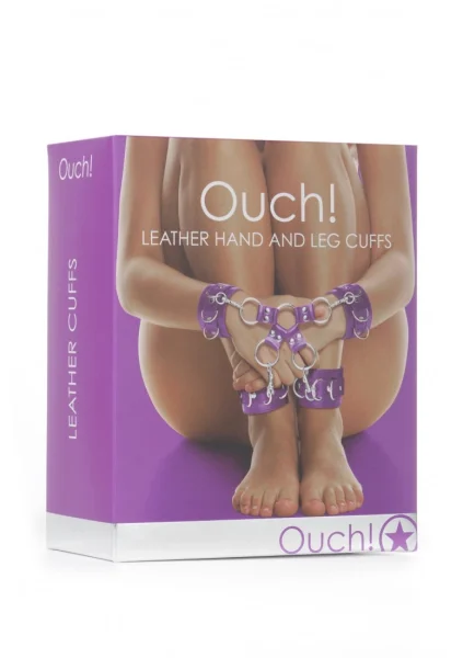 Leather Hand And Legcuffs - Purple -