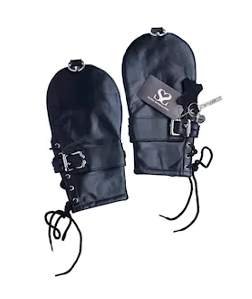 Bound X Calfskin Restraint Mittens - Black — image 6 of 10