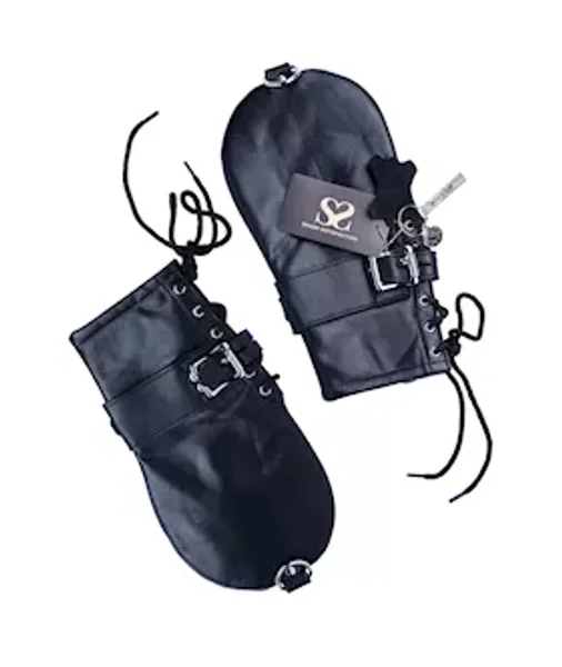Bound X Calfskin Restraint Mittens - Black — image 8 of 10