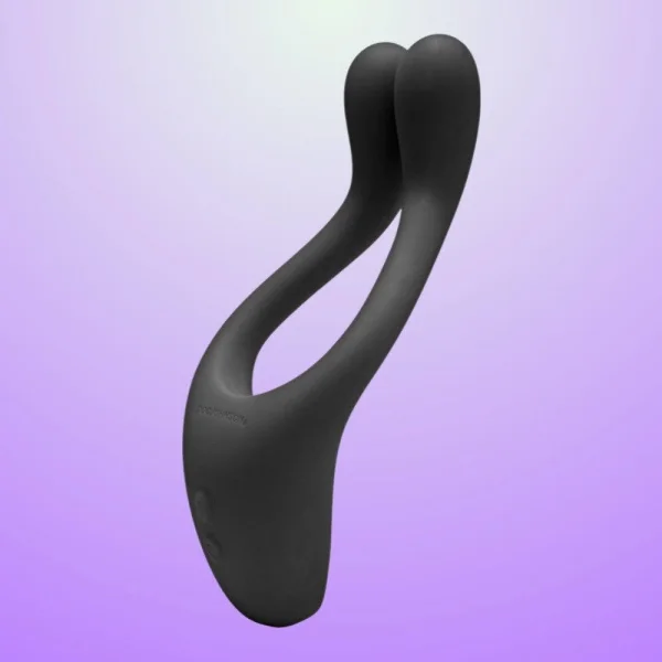 Tryst Multi Erogenous Zone Silicone Vibrator and Cock Ring - Black