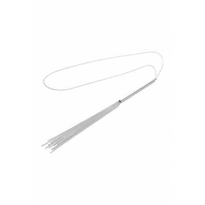 Magnifique Metallic chain Whip Necklace Silver Faux Whip