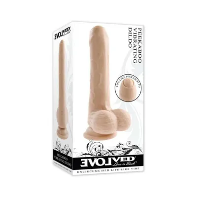 Women s Lingerie Evolved Peek A Boo Rechargeable Vibrating 8 In Silicone Uncircumcised Dildo With Power Boost Light