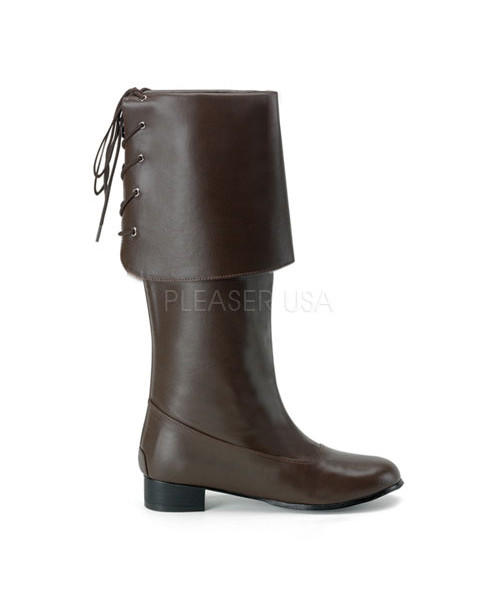 PIRATE-100 - MEN BROWN PU PIRATE BOOT, with Large Cuff,