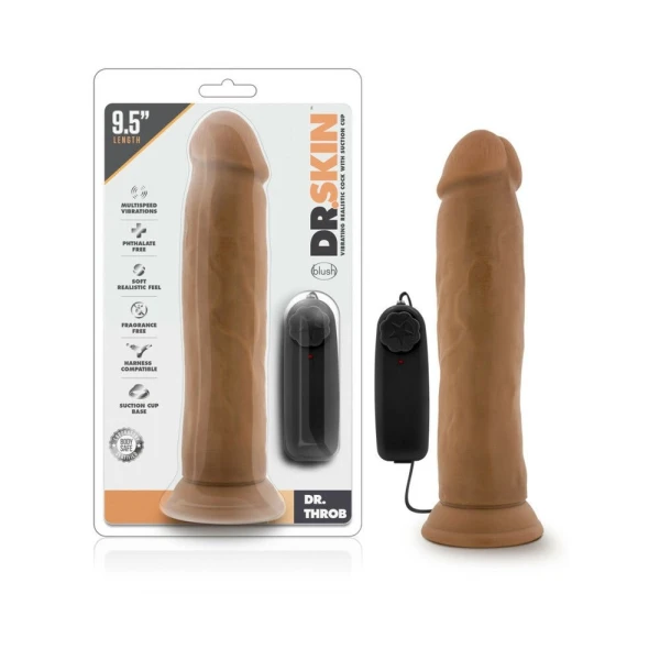 Dr. Skin - Dr. Throb 9.5in Vibrating Realistic Cock With Suction Cup