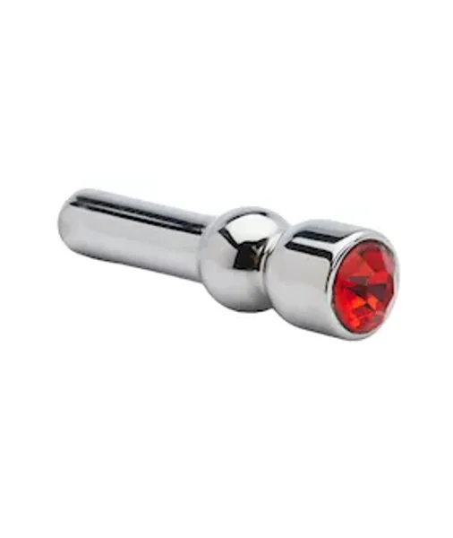 Kink Range Jewell Tipped Ribbed Penis Plug - 1.9 Inch - Silver — image 3 of 3