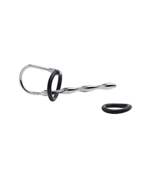 Kink Range Stainless Steel With Silicone Ring Beaded Penis Plug - Silver/black — image 3 of 3