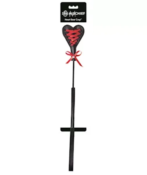 Sportsheets Heart Beat Crop Swat - Black / Red — image 3 of 3