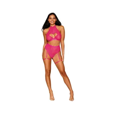 Women s Lingerie Dreamgirl Stretch Lace Bralette And Garter Panty Set Peony O s