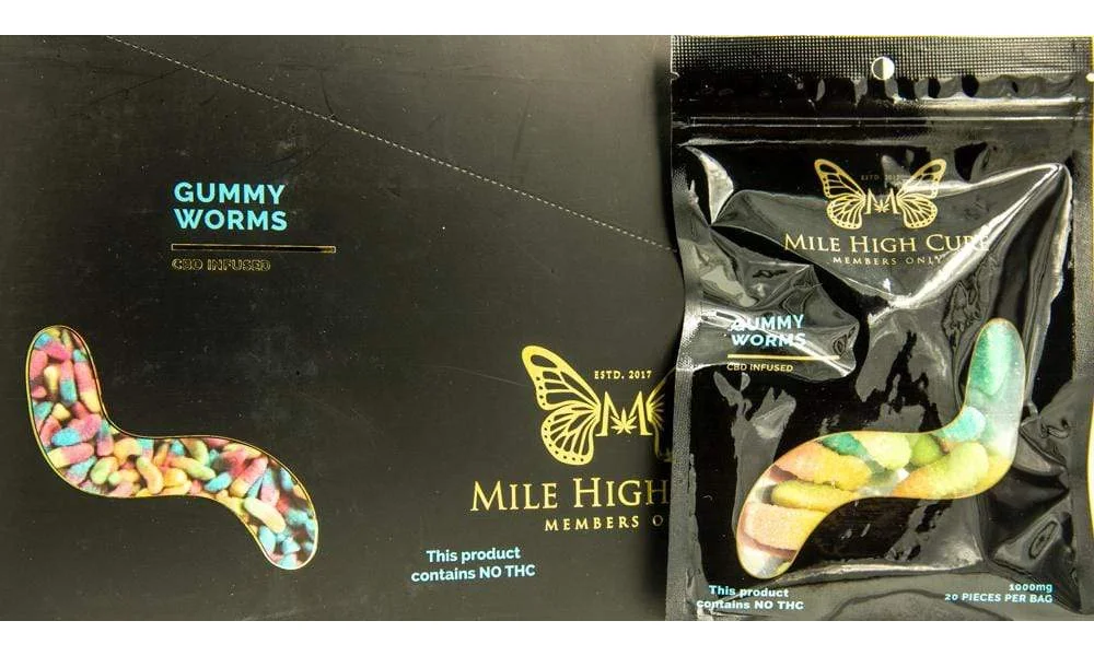 Mile High Cure Hemp Gummy Worms 1000mg 20ct Display