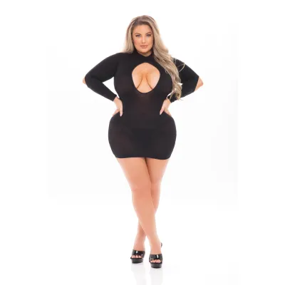 Pink Lipstick Devilish Backless Dress 1x 3x Dress 1x 3x Black