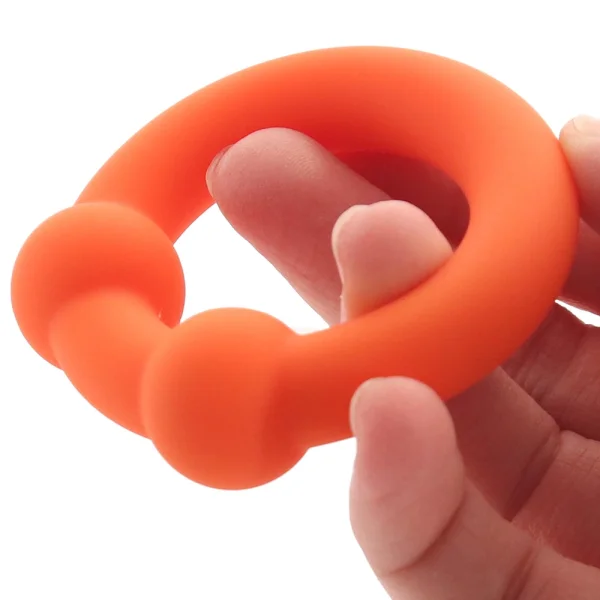 Alpha Liquid Silicone Dual Ball Cock Ring By CalExotics - Orange