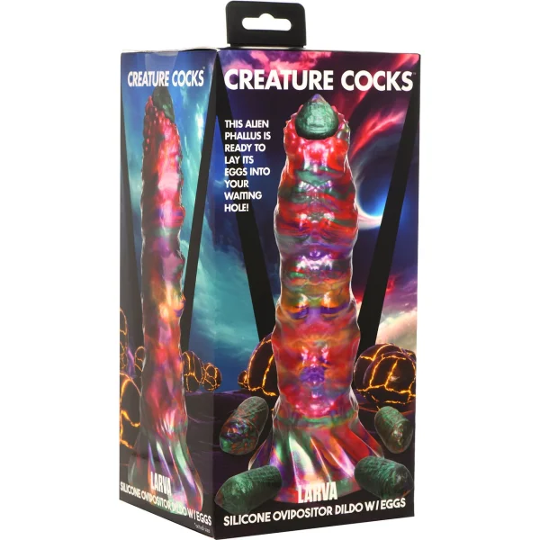 Larva 9" Ovipositor Silicone Suction Cup Dildo With Eggs By Creature Cocks