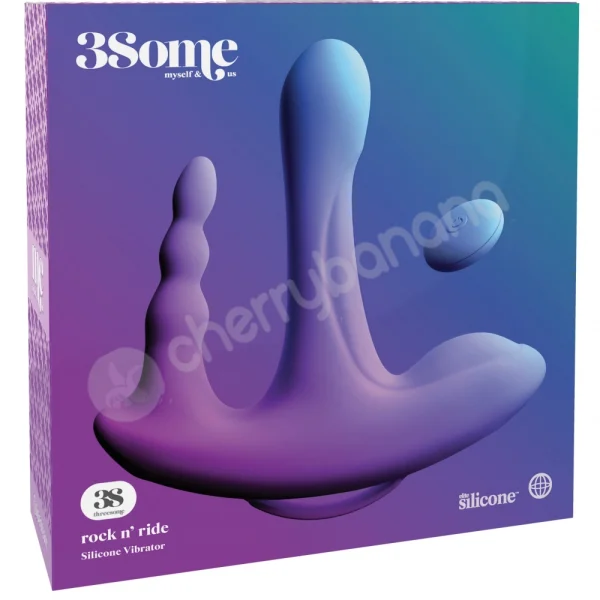 3some Rock N Ride Purple USB Rechargeable Stimulator with Remote