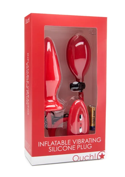 Inflatable Vibrating Silicone Plug - Red - — image 5 of 5