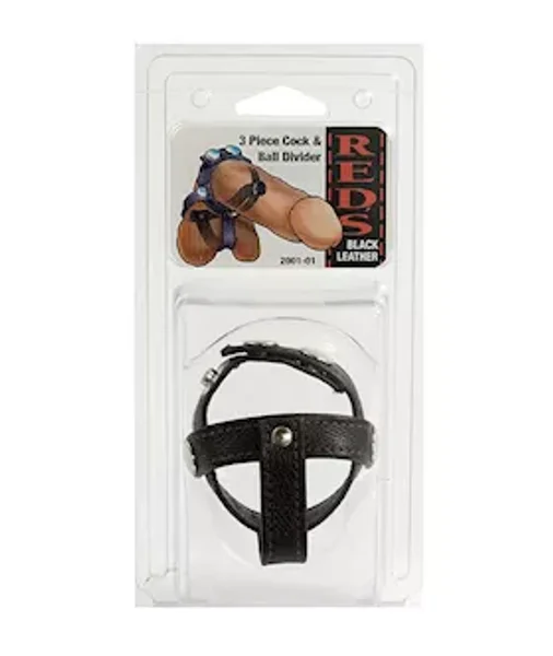 Reds  Leather 3 Piece Cock & Ball Divider /red - Black — image 6 of 6