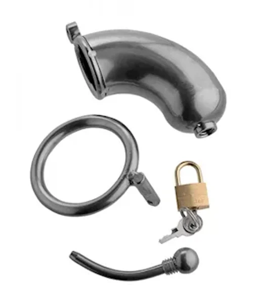 Chastity Cage With Urethral Insert - Silver — image 7 of 8
