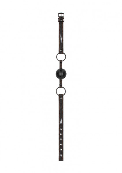 Breathable Ball Gag - With Roughend Denim Straps - Black - Adult BDSM Toys