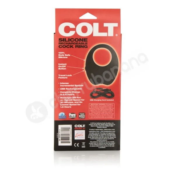 Colt Silicone Black Rechargeable Cock Ring