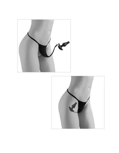 Hookup Panties Crotchless Pleasure Pearls - Black - Small - Large