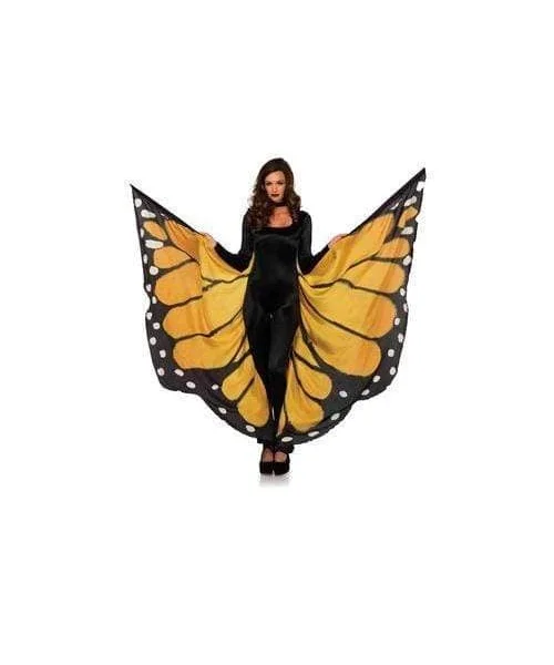 Festival Butterfly Wing Halter Cape - Orange-  - One Size - Black