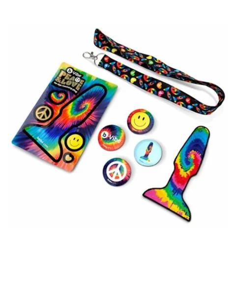 Peace And Love Tie-dye Rimming Plug  - Rainbow - 6 Inch