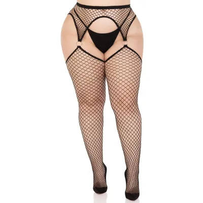 Kya Net Garter Belt Stocking 1x 2x Black