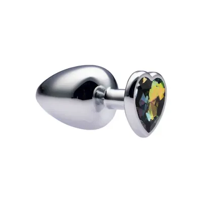 Kink Range Alloy Love Heart Gemmed Butt Plug 3 7 Inch Rainbow Large