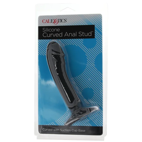 Silicone Curved Anal Stud Suction Cup Dildo By CalExotics - Black