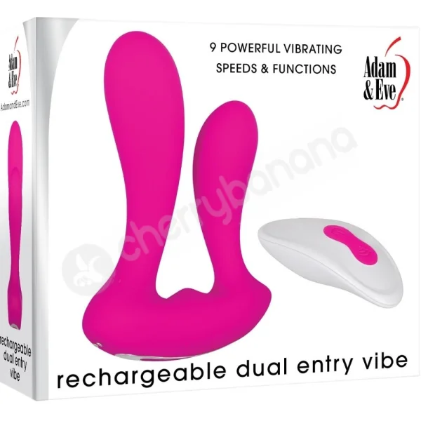 Adam & Eve Rechargeable Dual Entry Pink Double Penetration Vibe With Remote