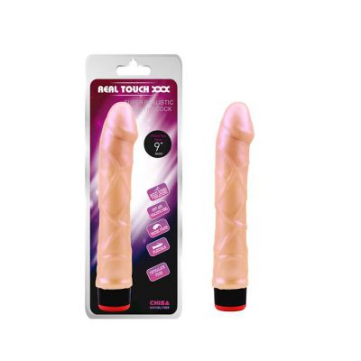 Real Touch Vibrating Cock 9 Inch Flesh 9 Inch