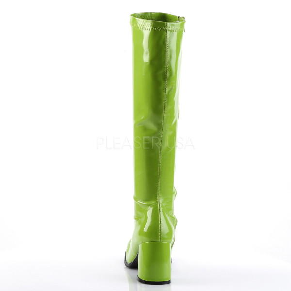 GOGO-300 - 3" Block Heel ST Gogo Boots, Lime Green, Side Zip — image 4 of 4