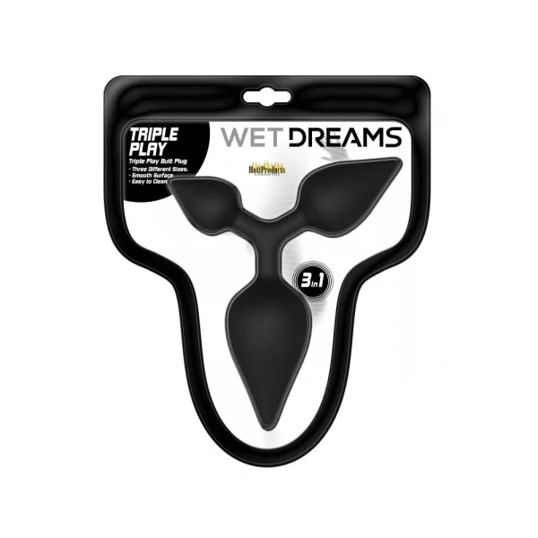 Wet Dreams Triple Play Anal Plug Multi Size Black