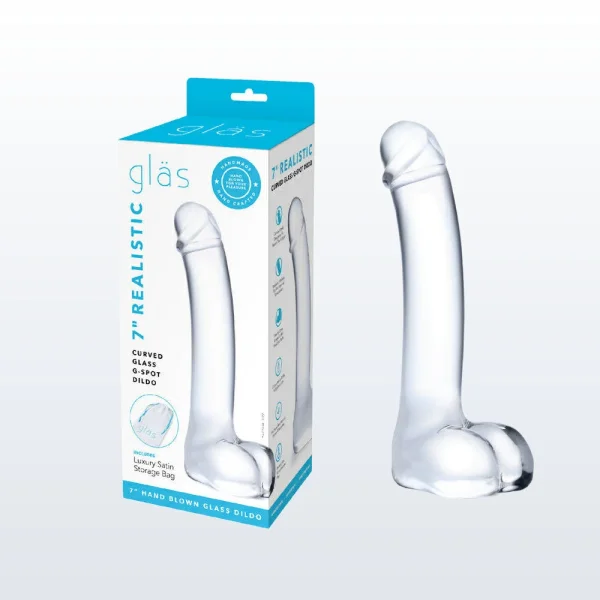 Gläs Realistic Curved Glass G-Spot Dildo  - Clear