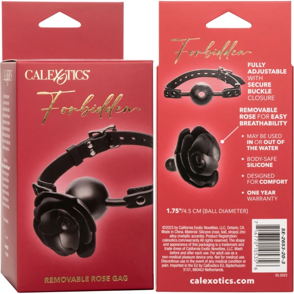Forbidden Removable Silicone Rose Gag By CalExotics - Black