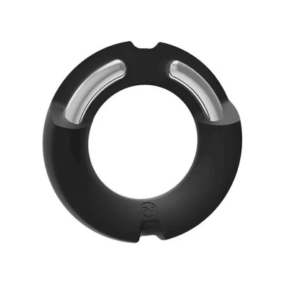 Kink Silicone Covered Metnal Cock Ring Black 35mm