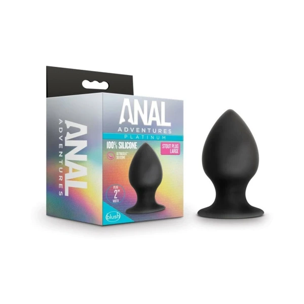 Blush Anal Adventures Platinum Silicone Anal Stout Plug - Large Black