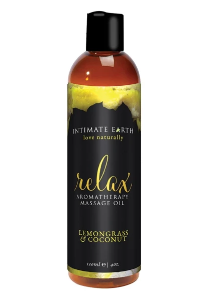 Intimate Earth RELAX Aromatherapy Massage Oil - Lemongrass and Coconut