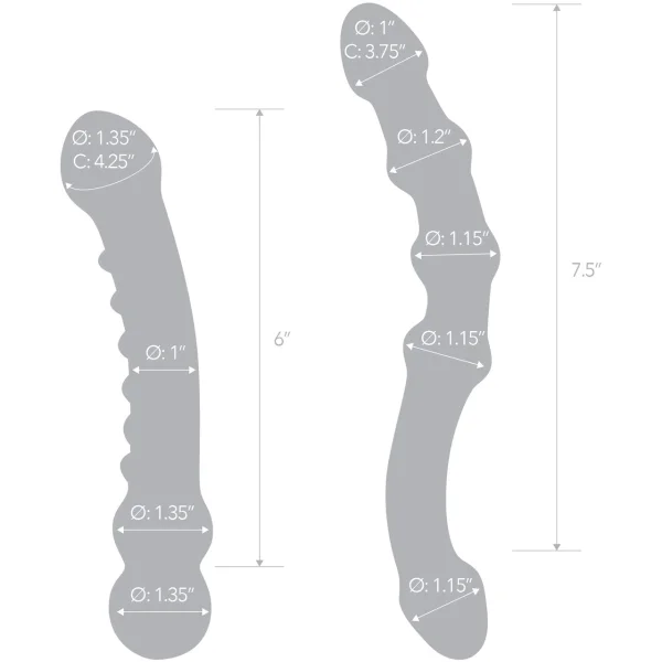 Gläs Double Pleasure Glass Dildo Two Piece Set - Clear & Pink