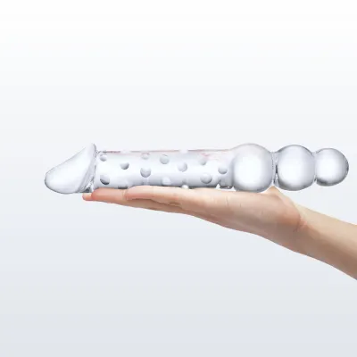 Glas 12 quot Double Ended Glass Dildo with Anal Beads