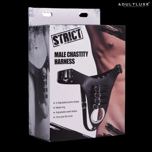 Strict Male Chastity Black Harness